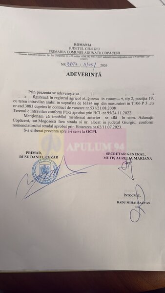 Teren 16.300 mp Mogosesti, investitie si parcelare | Adunatii Copaceni